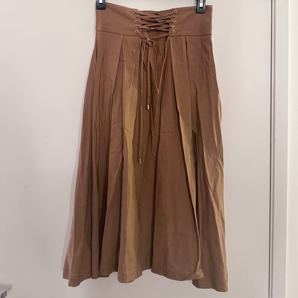 VERO MODA ARIA Soft Midi Skirt – Brown Marron – Elastic Waist – Size S